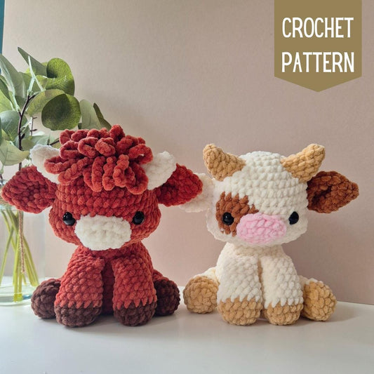 Astrid the Highland cow and Celeste the Cow Duo - Crochet Patterns